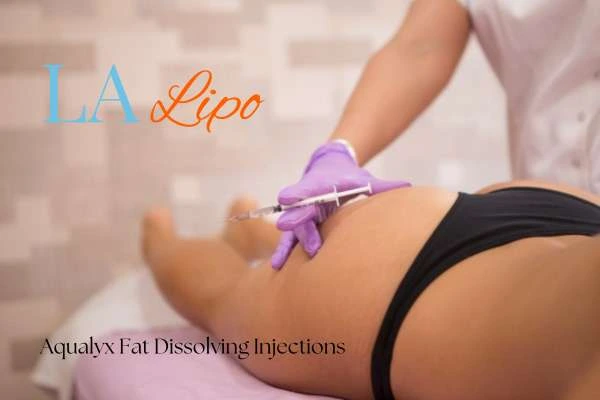 Woman having fat dissolving injections Wigan on thighs