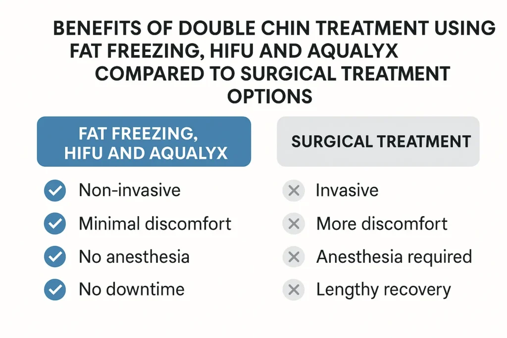 Graphic about the benefits of double chin treatment Wigan - from LA LIPO