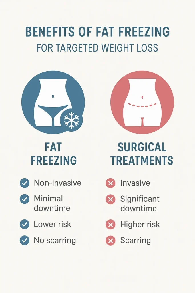 graphic showing the benefits of fat freezing Wigan
