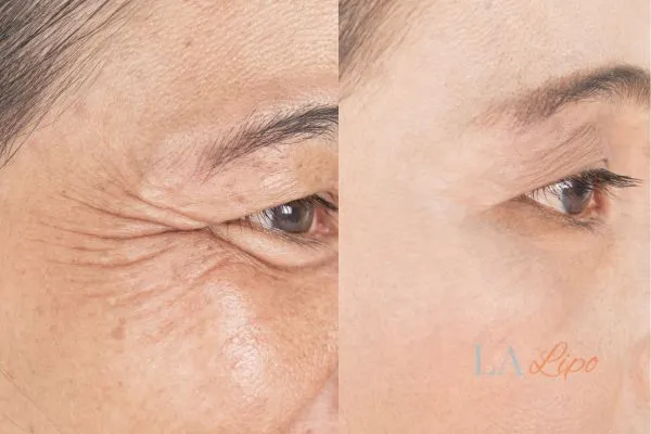 Before and after results of woman - HI-fu wrinkles reduction treatment Wigan