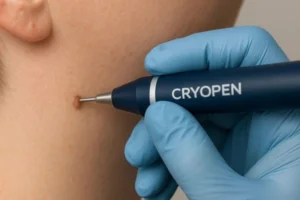 Person receiving skin tag removal Wigan