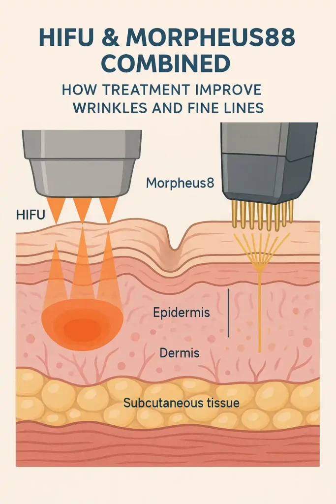 Diagram showing HIFU & Morpeus8 Wigan and the benefits for reduction in wrinkles and fine lines
